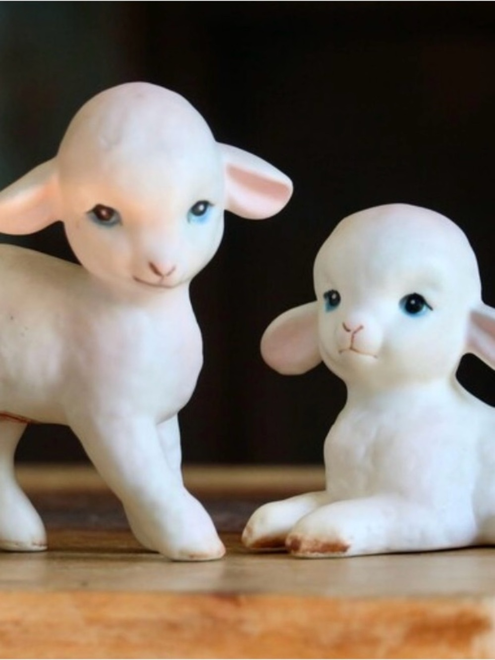 Vintage Lefton Baby Lamb Sheep RARE Figurines Ceramic Spring collectible